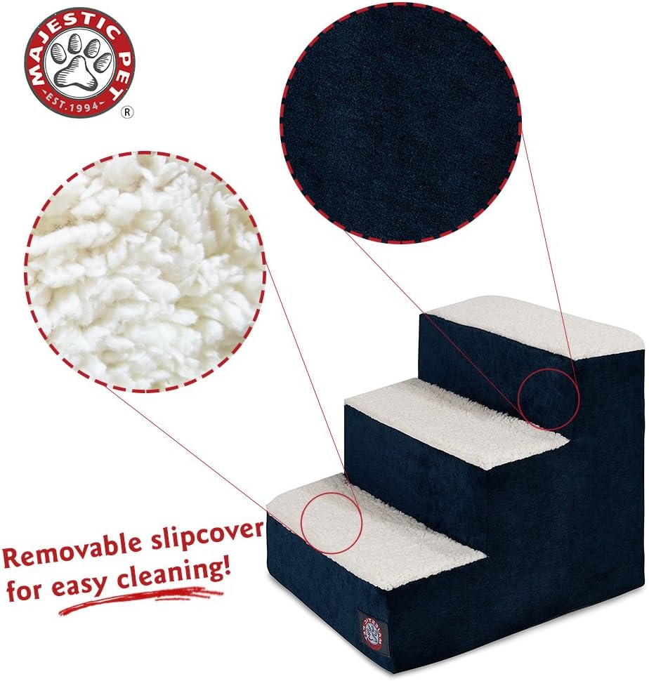 Portable Pet Stairs with Soft Sherpa Steps Foam Feeling Q863