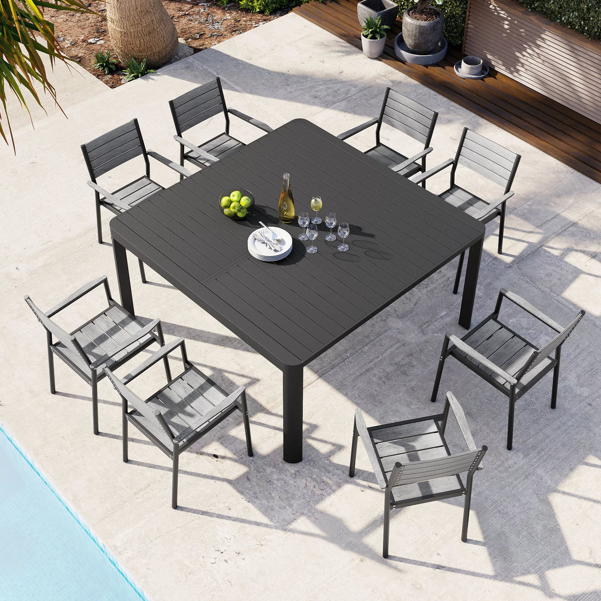 9 Pcs Aluminum Patio Dining Set F1132