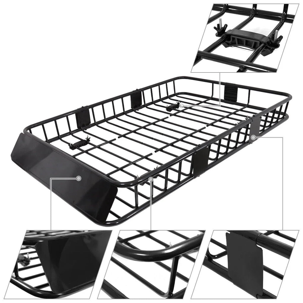 64" Extendable Steel Roof Rack Cargo Carrier Basket X905655