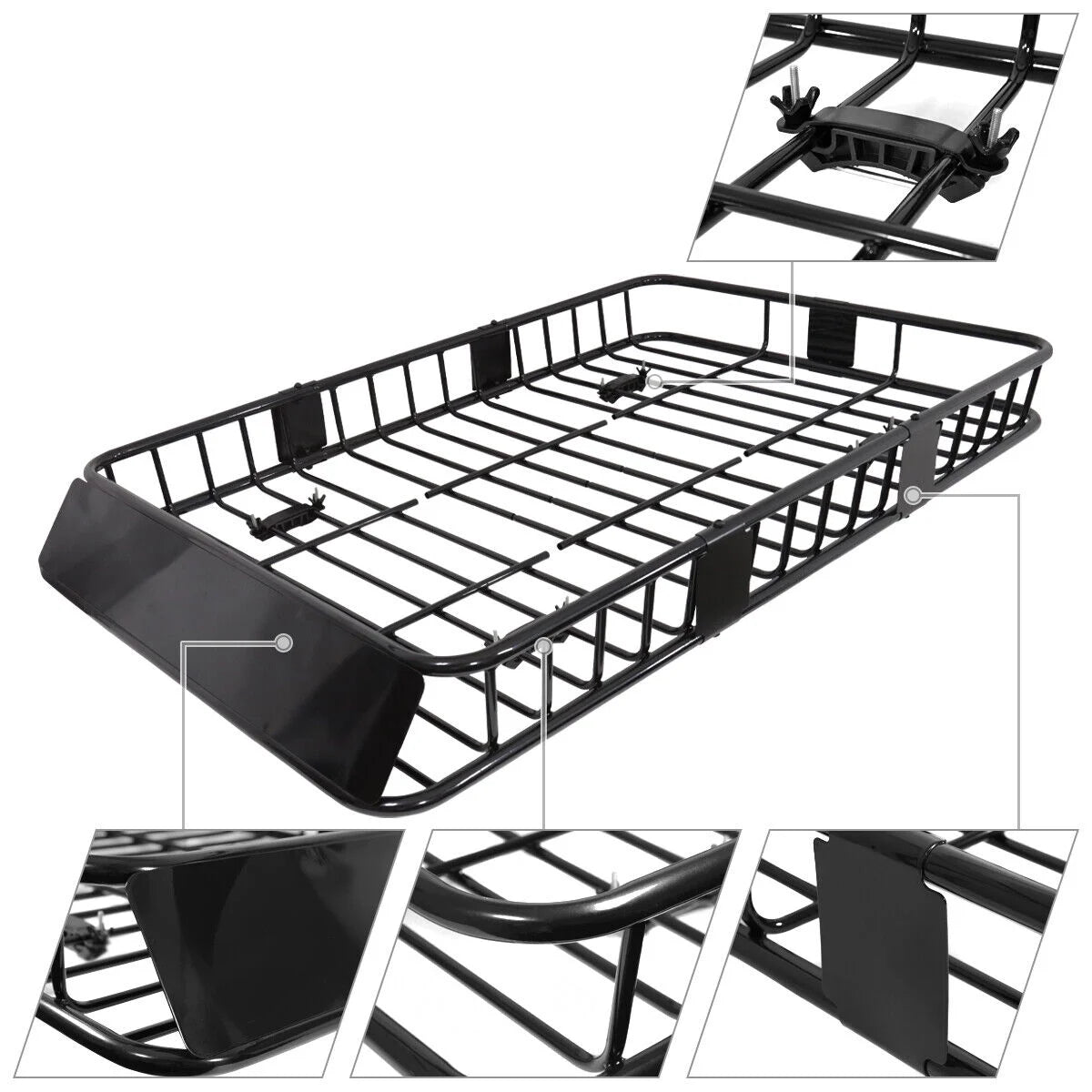 64" Extendable Steel Roof Rack Cargo Carrier Basket X905655