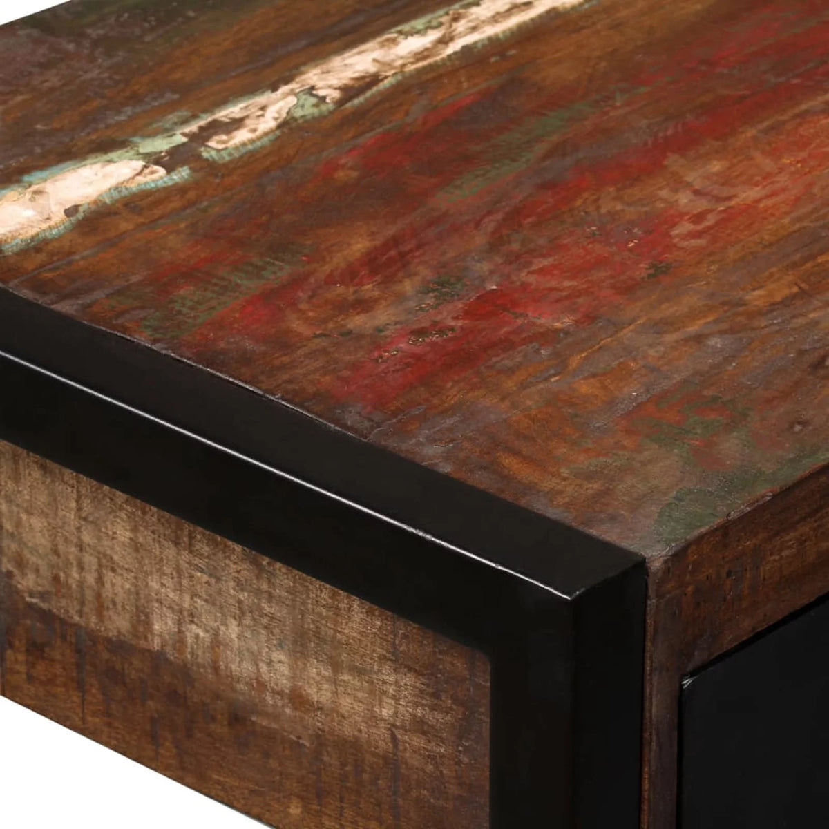 Writing Desk with 2 Storage Drawers Reclaimed Wood Steel Legs H469969