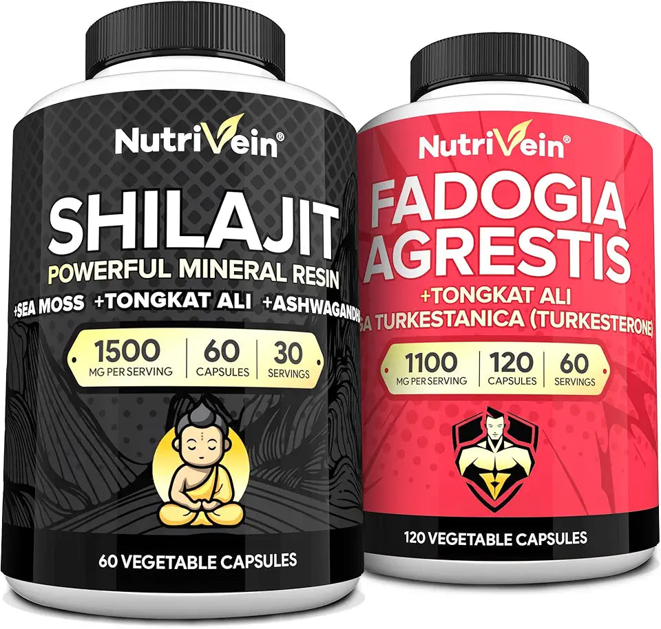 Shilajit Capsules and Fadogia Agrestis Supplement Bundle S64350