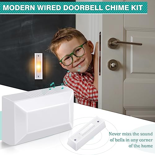 Wired Doorbell Chime Kit, 2 16V 10VA Two Note Lighted Doorbell Push Buttons, Black R723