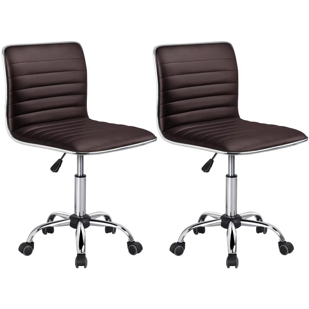 Espresso Faux Leather Swivel Office Chair Set of 2 F387294