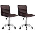 Espresso Faux Leather Swivel Office Chair Set of 2 F387294