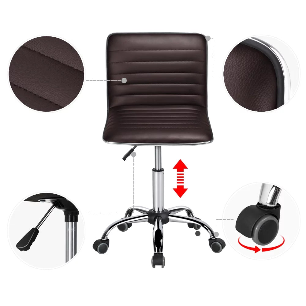 Espresso Faux Leather Swivel Office Chair Set of 2 F387294