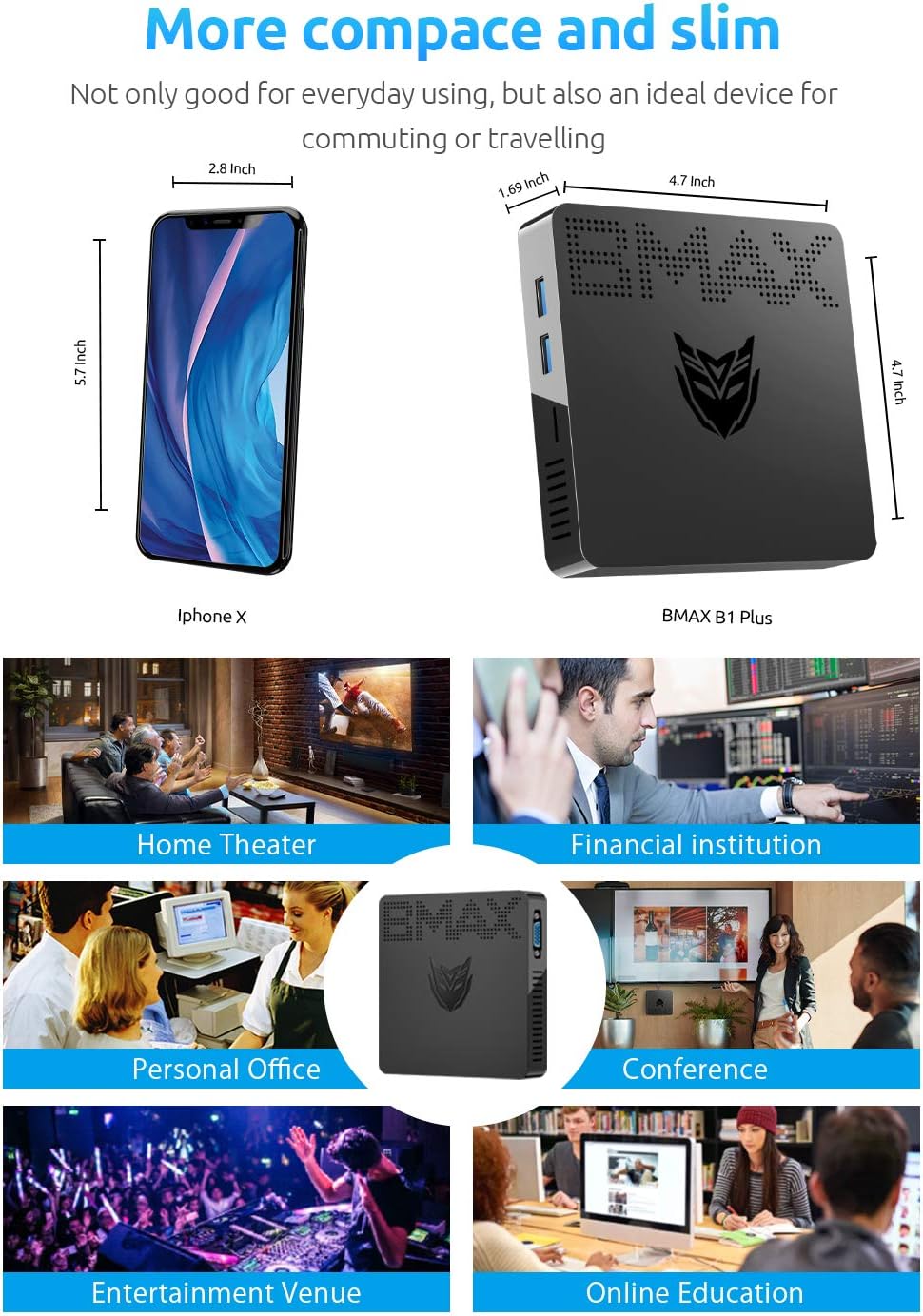 Mini PC N4000 6GB DDR4 64GB eMMC Fanless Dual WiFi HDMI+VGA 4K Dual-Screen BT4.2 USB x4 Y741