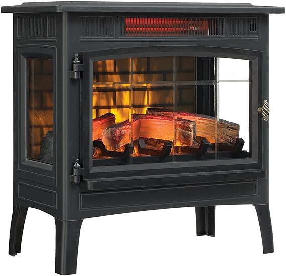 Black Electric Infrared Fireplace Stove with 3D Flame Effect I1193