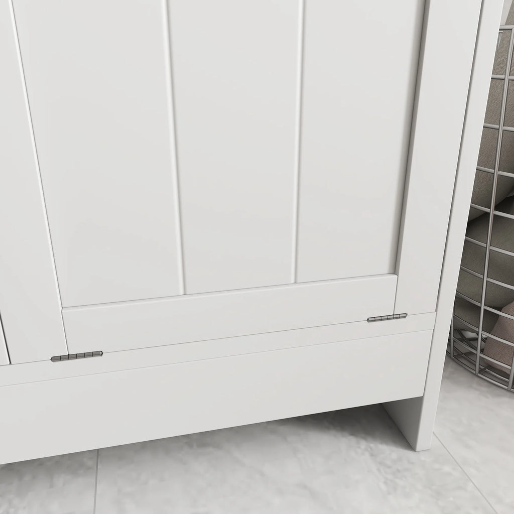 White Tilt-out Laundry Storage Cabinet with 2 Hamper Compartments Q730