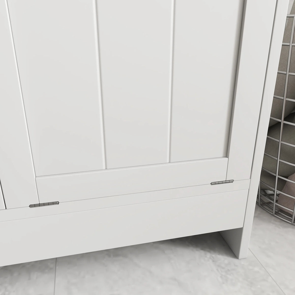 White Tilt-out Laundry Storage Cabinet with 2 Hamper Compartments Q730
