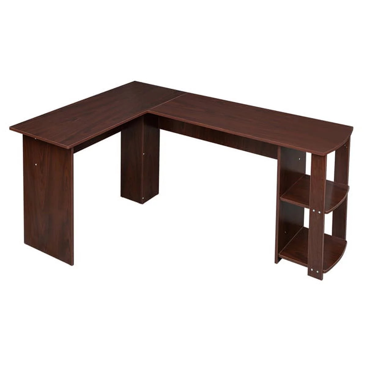 L-Shaped Wood Computer Desk with Shelves Dark Brown L770301