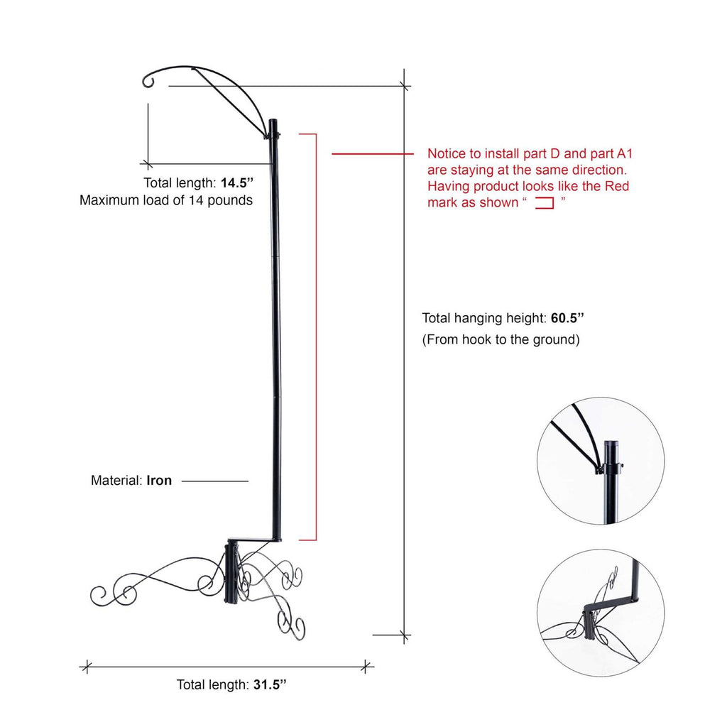 61 Inch Bird Cage Stand Shepherd Hook B9888
