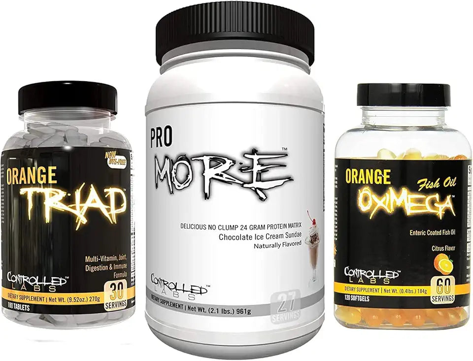 Orange Triad 30 Serv, Fish Oil 120 Softgels, Protein Chocolate Ice Cream Sundae Z618