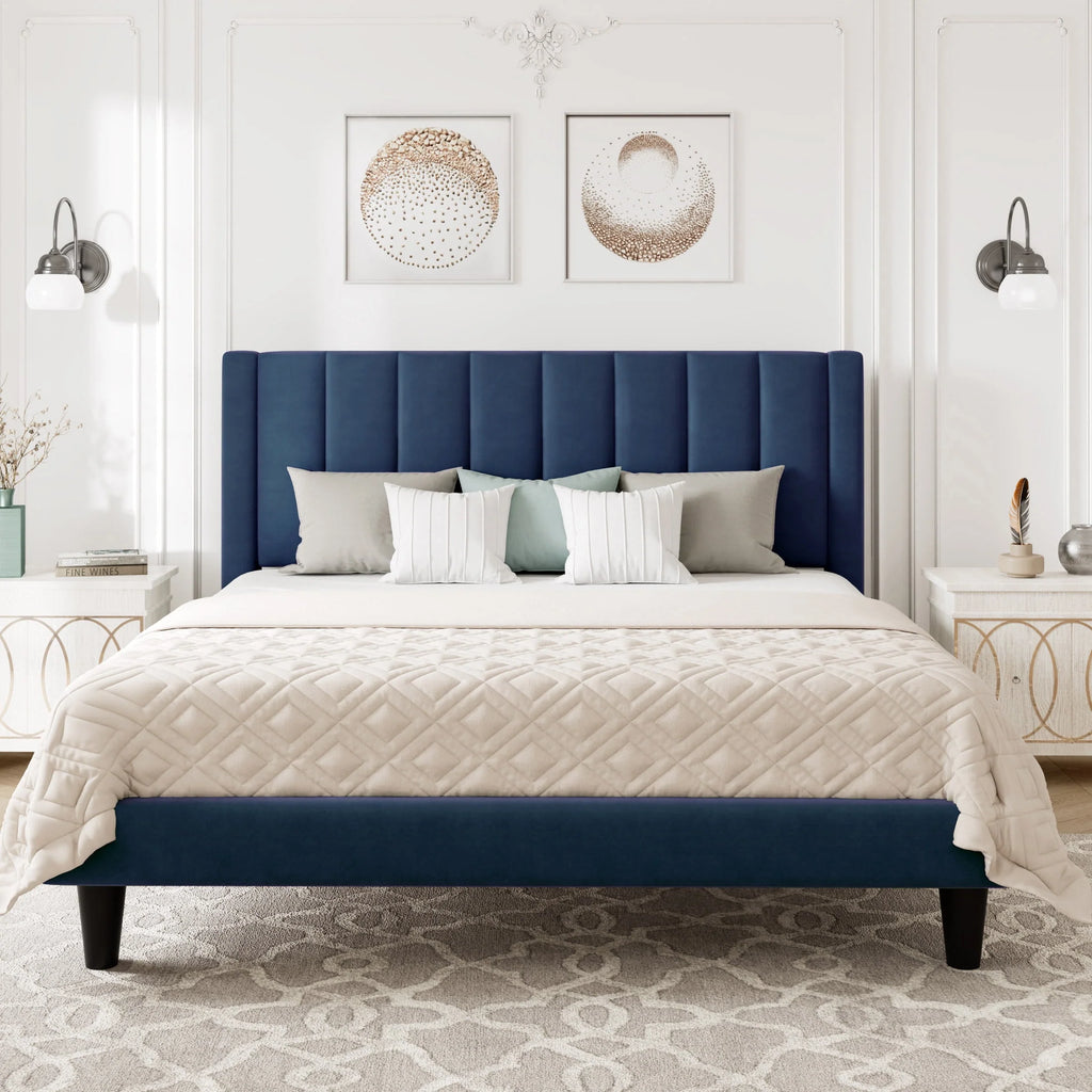 Queen Light Pink Velvet Upholstered Bed Frame U25093
