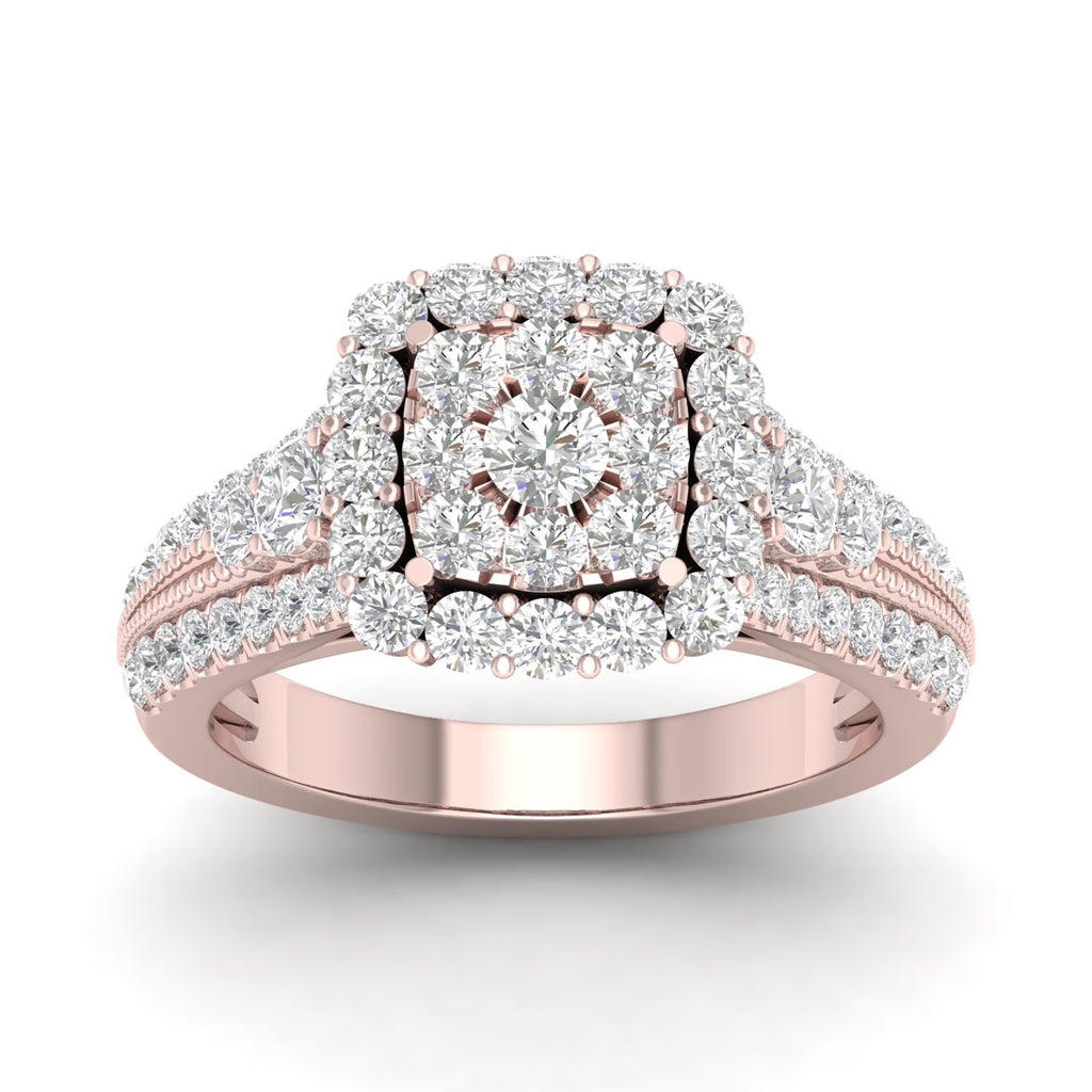 14K Rose Gold Diamond Cluster Engagement Ring P62466