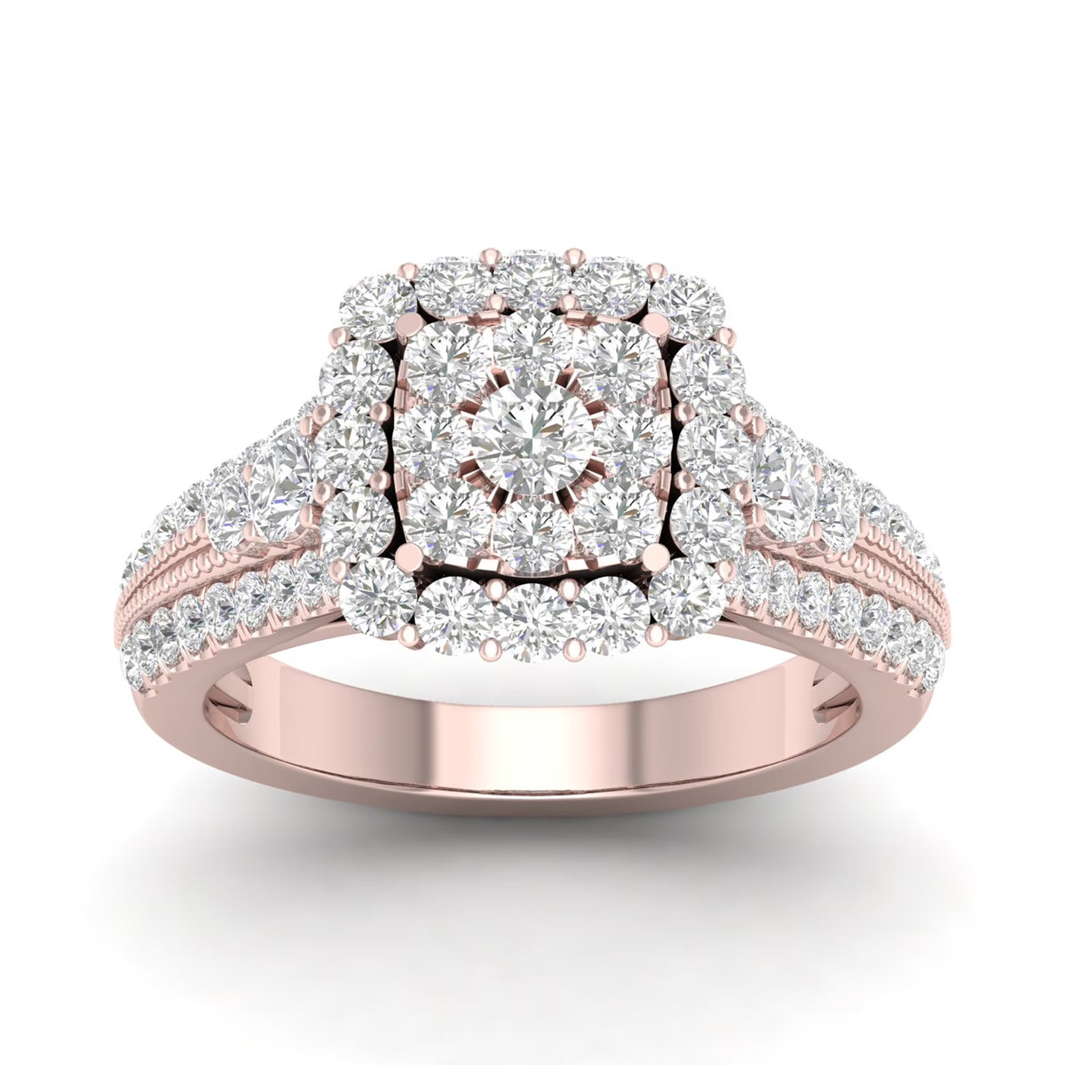 14K Rose Gold Diamond Cluster Engagement Ring P62466