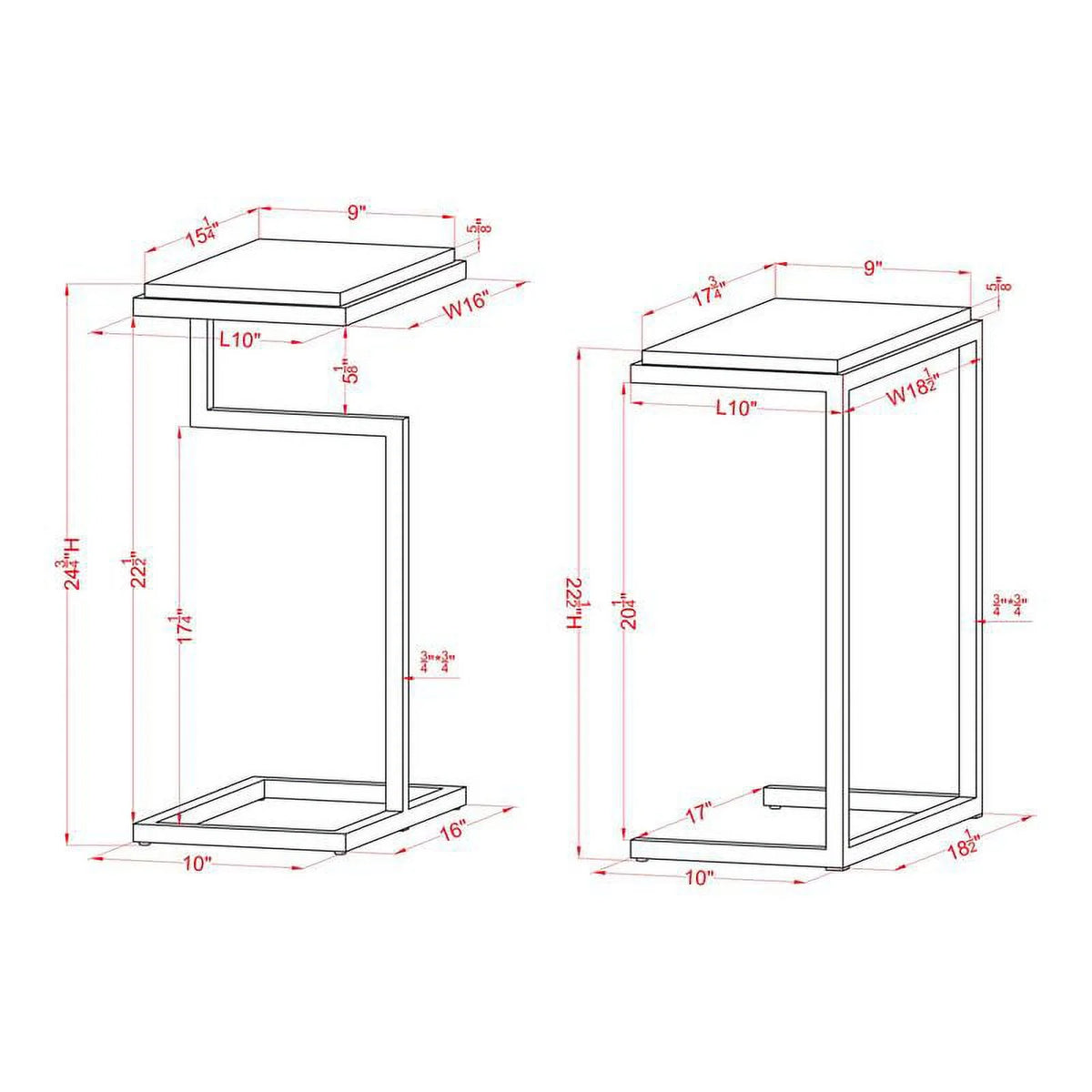 Black 2-Piece Metal Nesting Table Y64311
