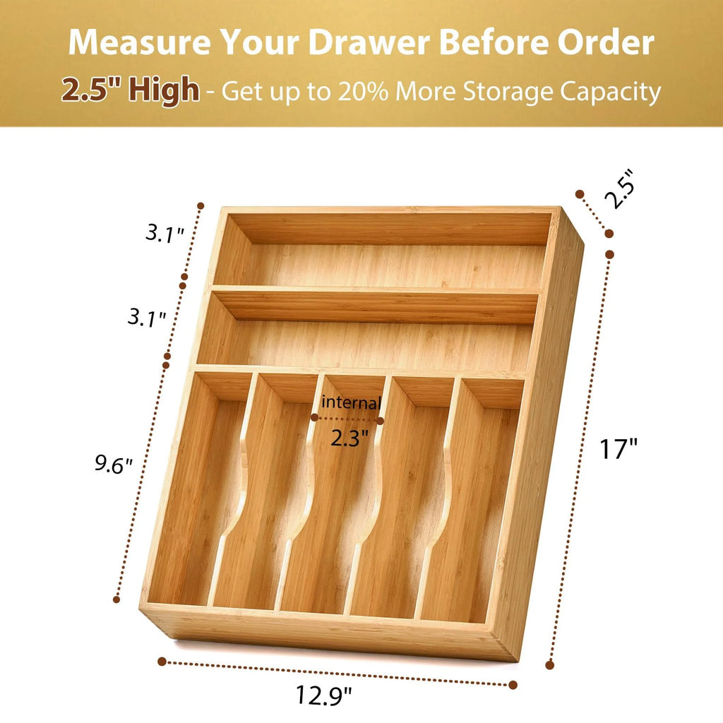 7-Slot Bamboo Kitchen Utensil Tray Q3595