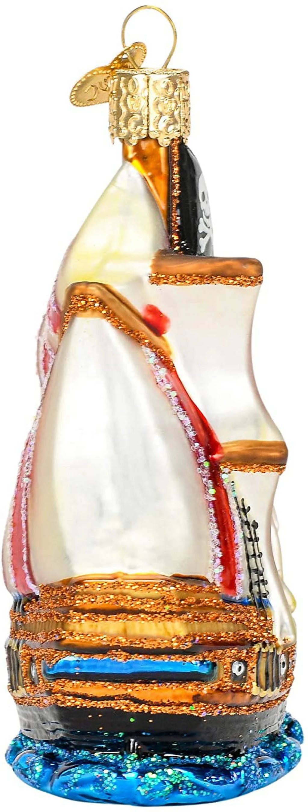 Glass Blown Ornament Pirate Ship K6424