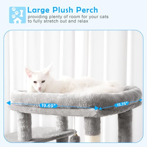 Smoky Gray 60 inches Cat Tree Tower with Scratching Posts H718613