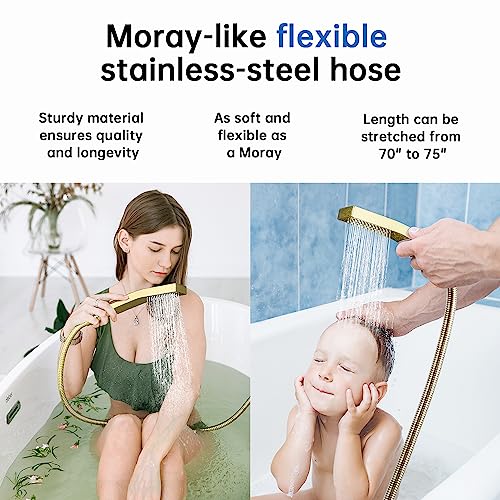 All Metal 12 Inch Rainfall Shower Head with Handheld Spray Combo, 71 Inches Stainless Steel Hose, Oil Rubbed Bronze A6140