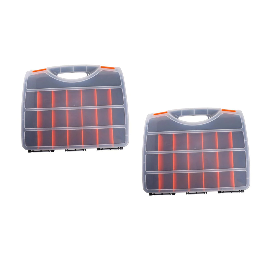 2pcs Black Orange Impact Resistant Polymer Storage Bins With Removable Dividers Z54361