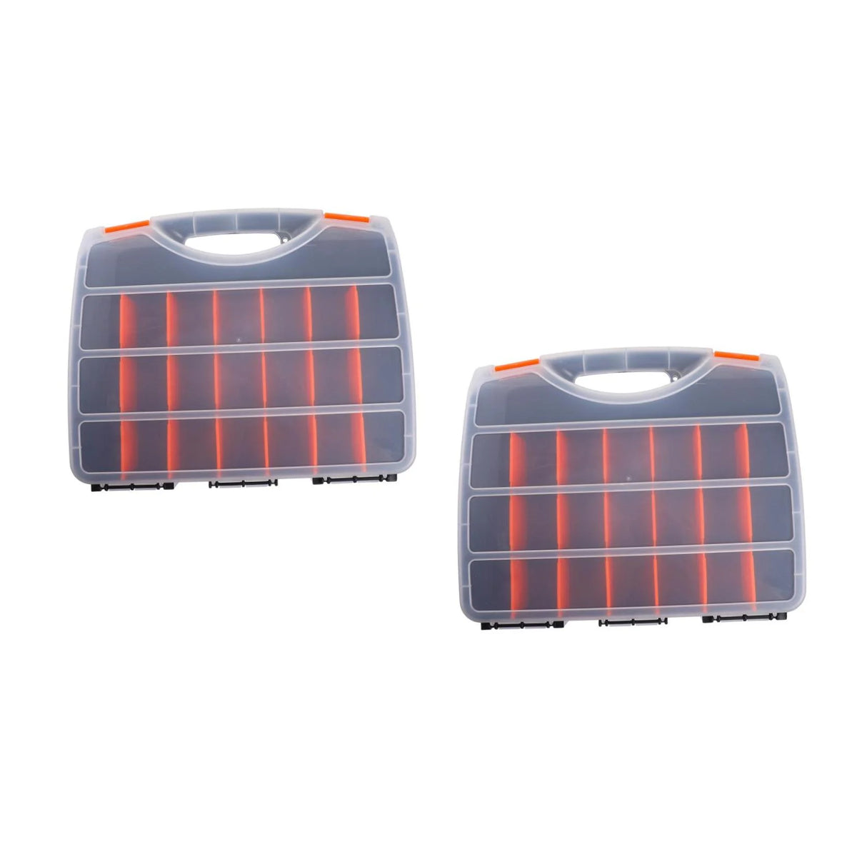 2pcs Black Orange Impact Resistant Polymer Storage Bins With Removable Dividers Z54361