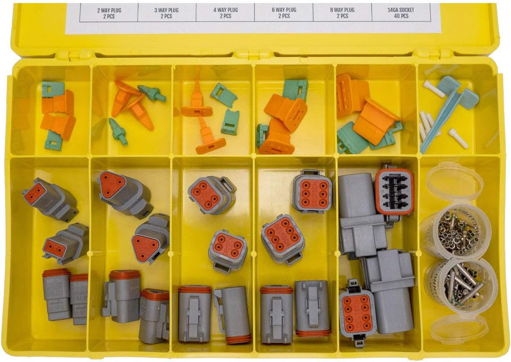 Gray Automotive Electrical Connectors 14-20 Gauge 125 Piece Kit with Crimp Tool W278751