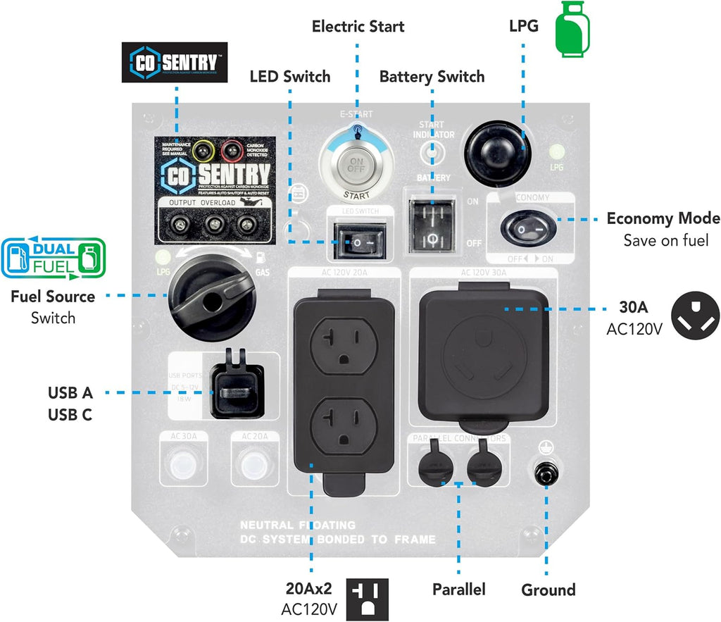 Dual Fuel Portable Inverter Generator with Remote Start G899278
