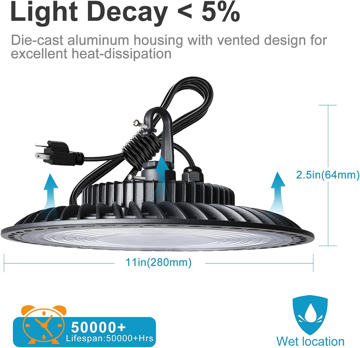 100W 5000K 14000LM LED High Bay Light 6Pack Z220724