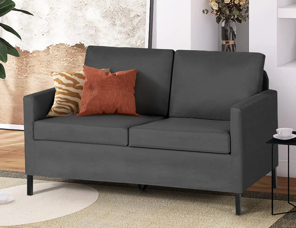 Fabric Modern Loveseat Sofa 51" W Upholstered 2-Seater with Iron Legs U369706