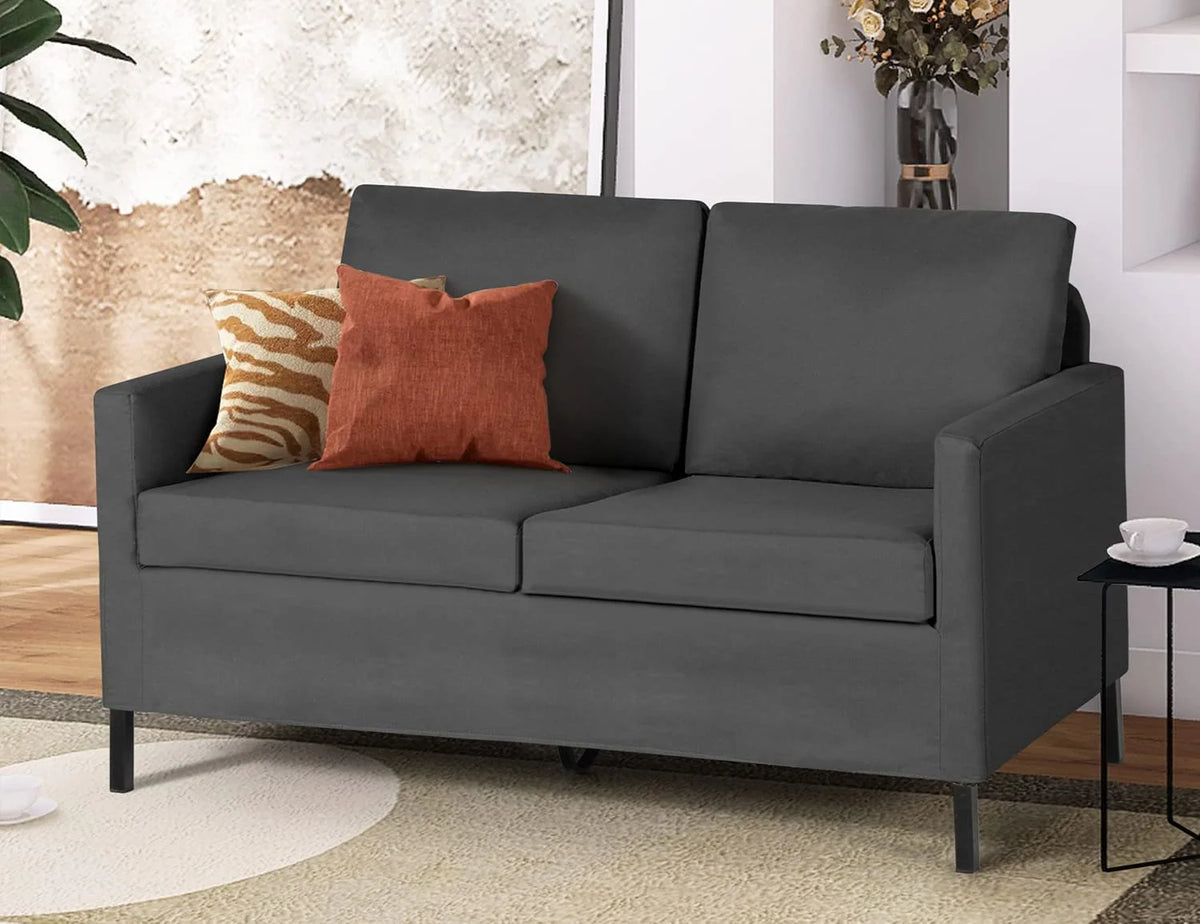 Fabric Modern Loveseat Sofa 51" W Upholstered 2-Seater with Iron Legs U369706