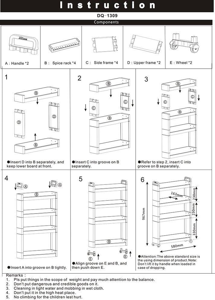 Rolling Slim Cart with Wheels (4-Tier) X40536