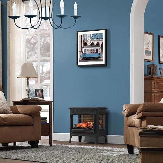 Black Electric Infrared Fireplace Stove with 3D Flame Effect I1193