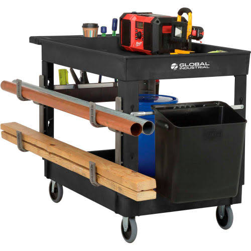 Plastic 2 Tray Black Utility Cart Y608