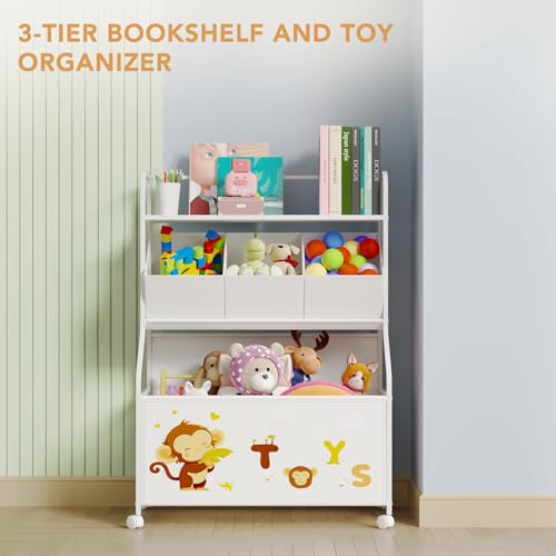 White 3-Tier Toy Storage Organizer with Wheels F61697