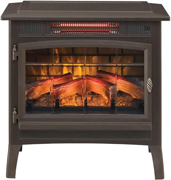 Black Electric Infrared Fireplace Stove with 3D Flame Effect I1193