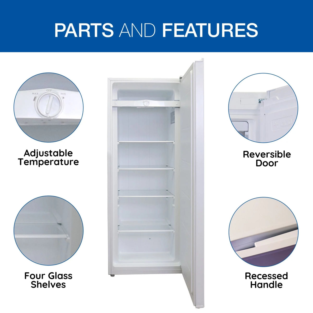 White 7.0 cu ft Upright Freezer J4555