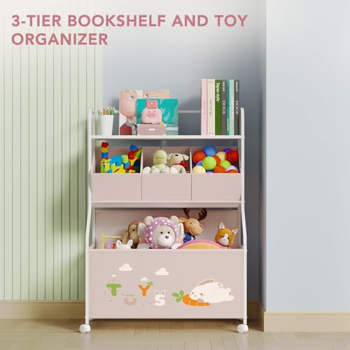 White 3-Tier Toy Storage Organizer with Wheels F61697