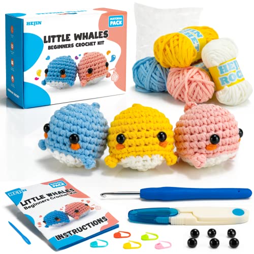 3PCS Crochet Animal Kit with Yarn, Eyes, Stuffing, Crochet Hook J407162