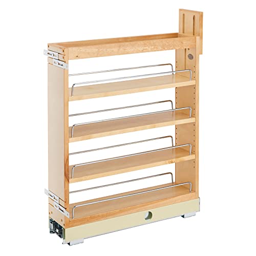 8" Pull Out Shelf Organizer for Base Cabinets, Wooden Slide Out Rack with Soft-Close E292
