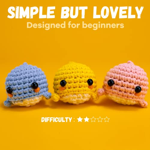 3PCS Crochet Animal Kit with Yarn, Eyes, Stuffing, Crochet Hook J407162