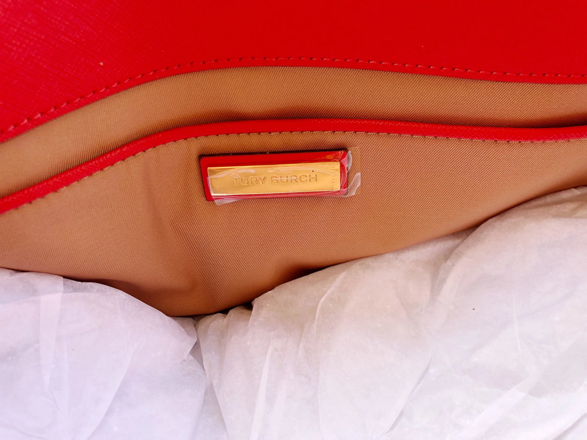 Small Double Zip Tote Satchel Crossbody Bag Poppy Orange Red X92151
