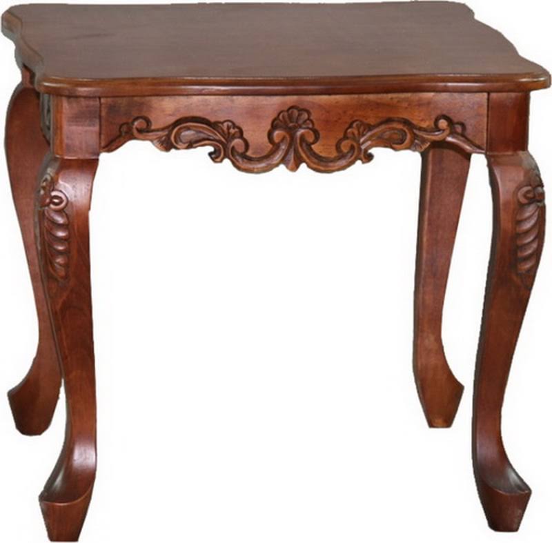 Carved Wood Square End Table J832