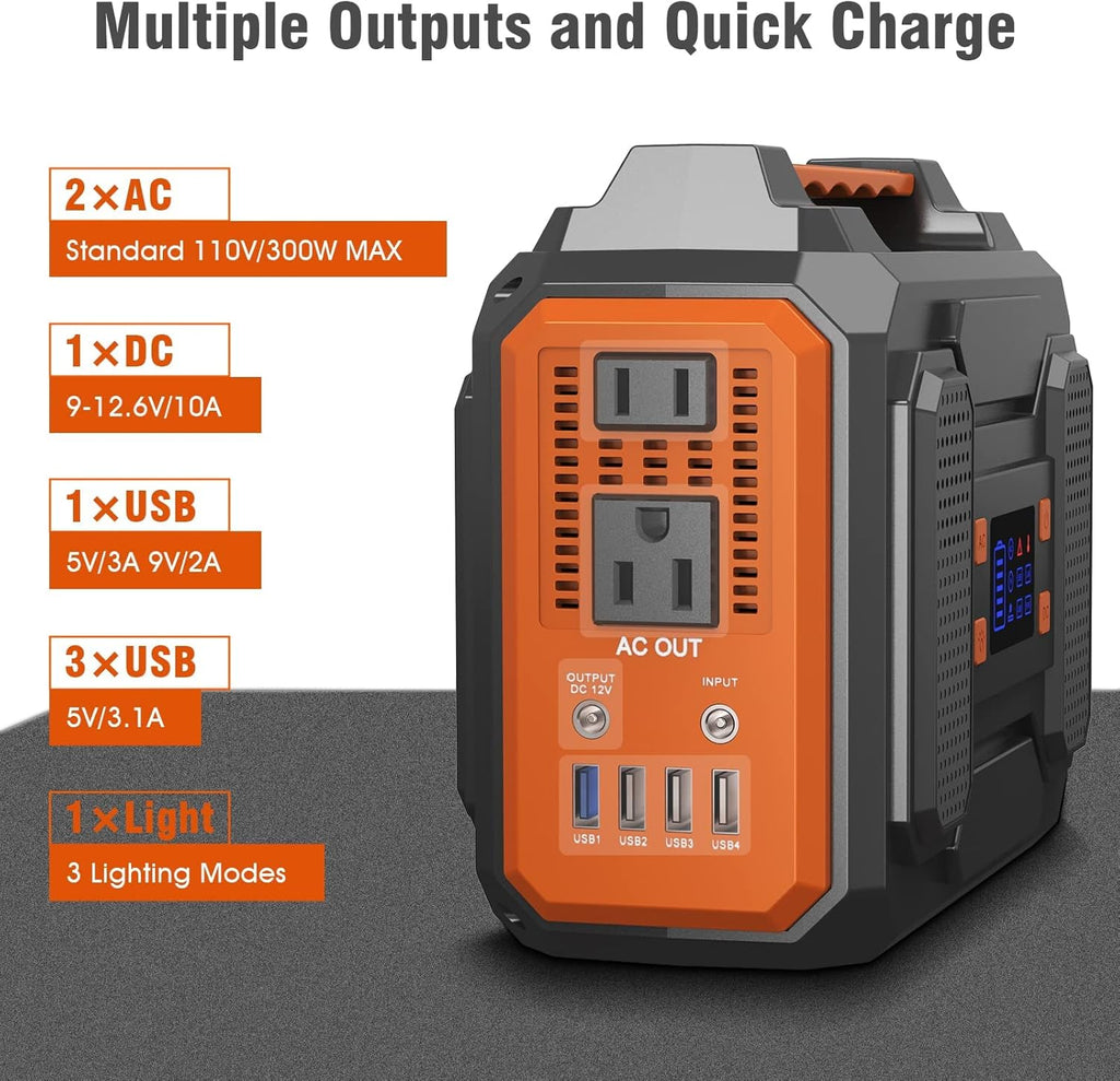300W 280Wh Portable Power Station with DC AC Outlet D85493