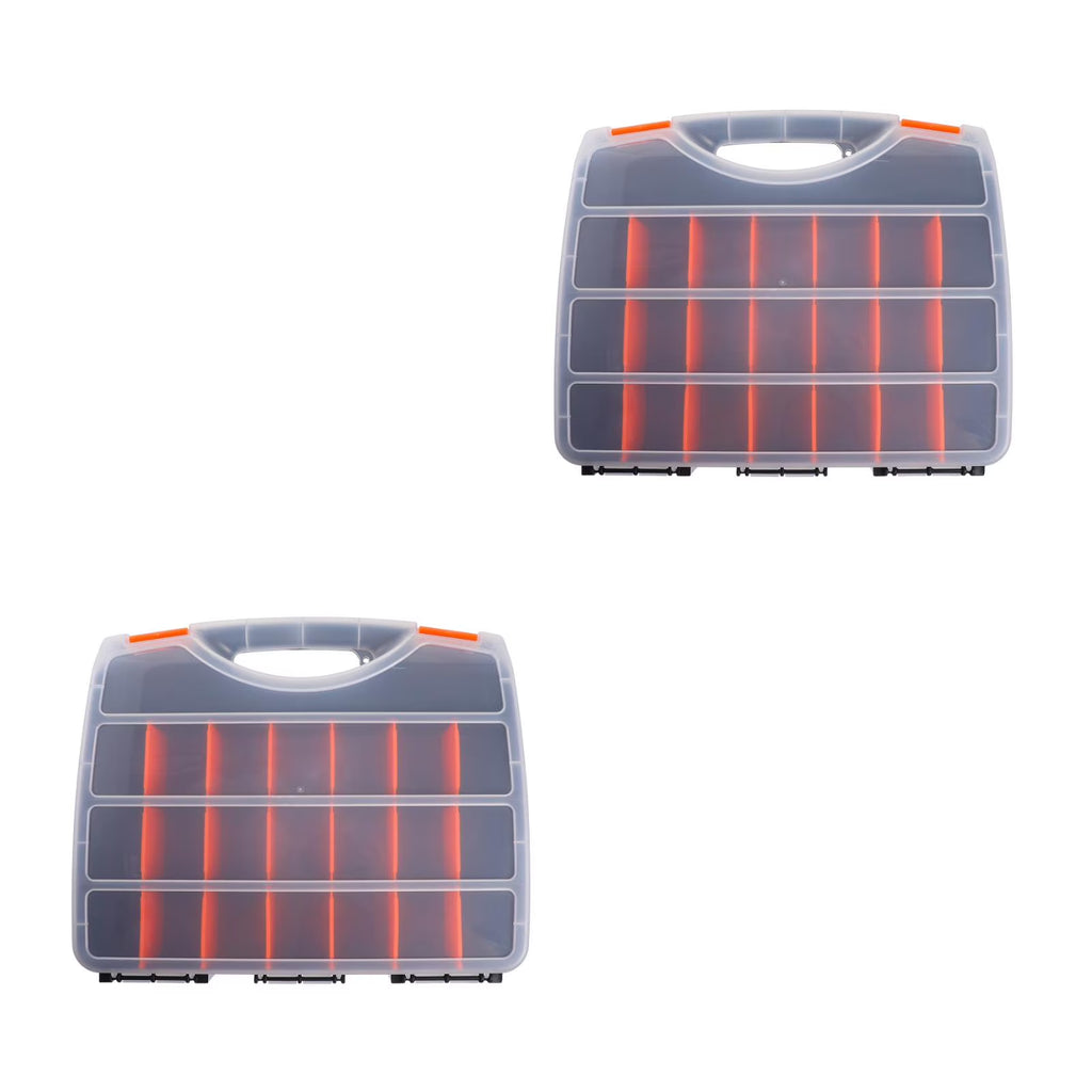 2pcs Black Orange Impact Resistant Polymer Storage Bins With Removable Dividers Z54361