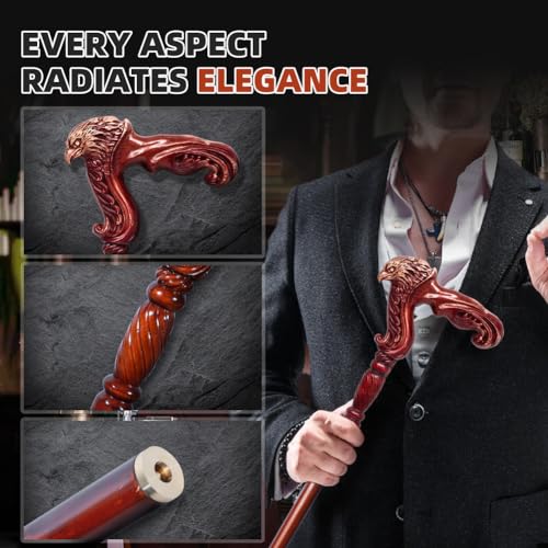 Handmade Wooden Walking Cane with Detachable Eagle Handle X2734