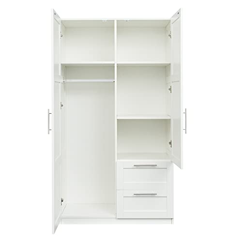 White Tall Kitchen Pantry Cabinet with 2 Doors and 2 Drawers N606