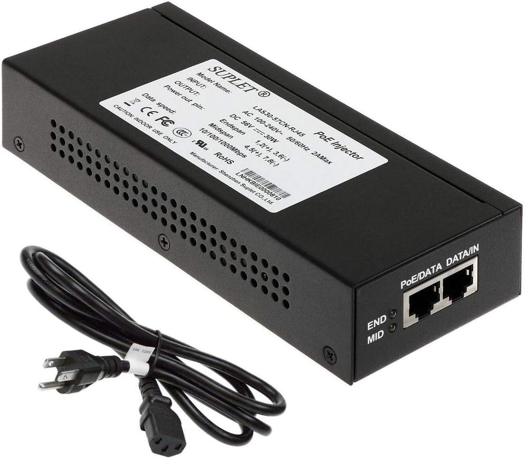 30W Gigabit Single Port Power Over Ethernet PoE Injector W795