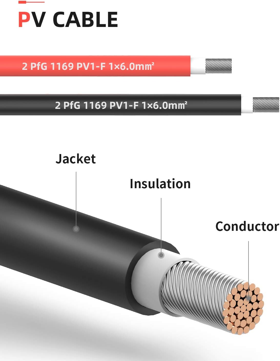 30 Feet 10AWG Solar Extension Cable with Connectors N9037